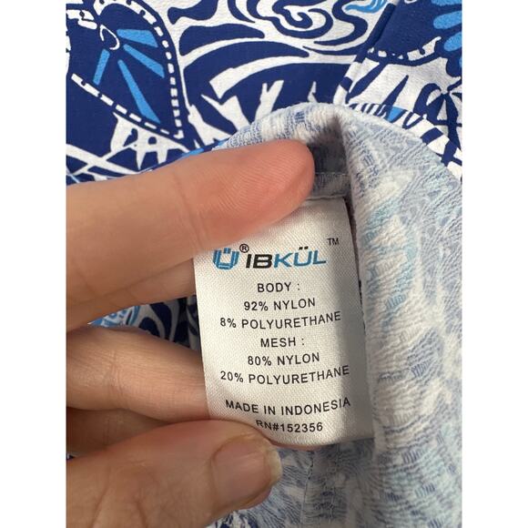Ibkul Top Large Blue Floral Sun Shirt Icifil Vented Mesh Zip Long Sleeve UPF 50 - Picture 3 of 6